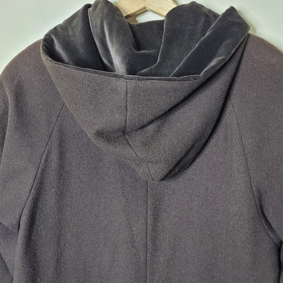 Vintage Charles Klein Wool Coat Women’s 10 Brown Velvet Trim Hood 90s Winter - Picture 6 of 9
